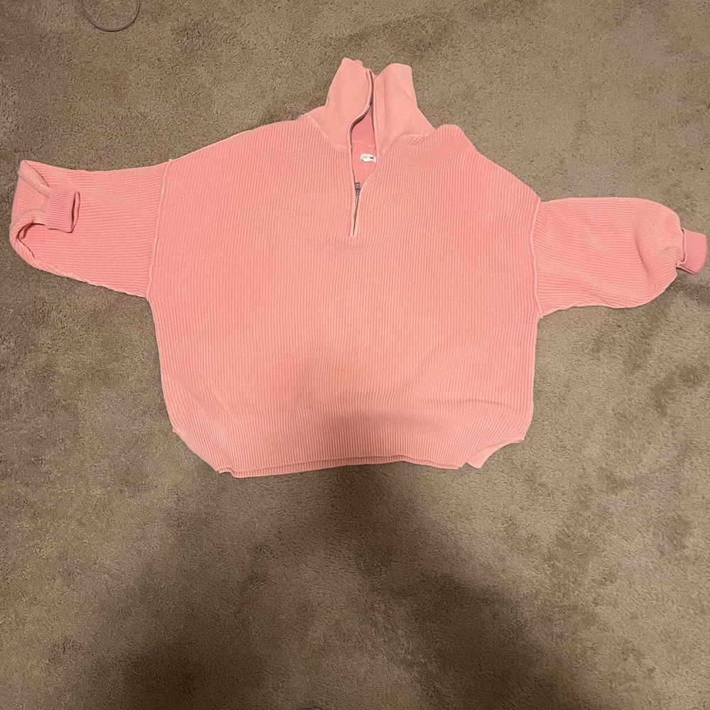 Aerie Blush Pink Zip-Up Sweater